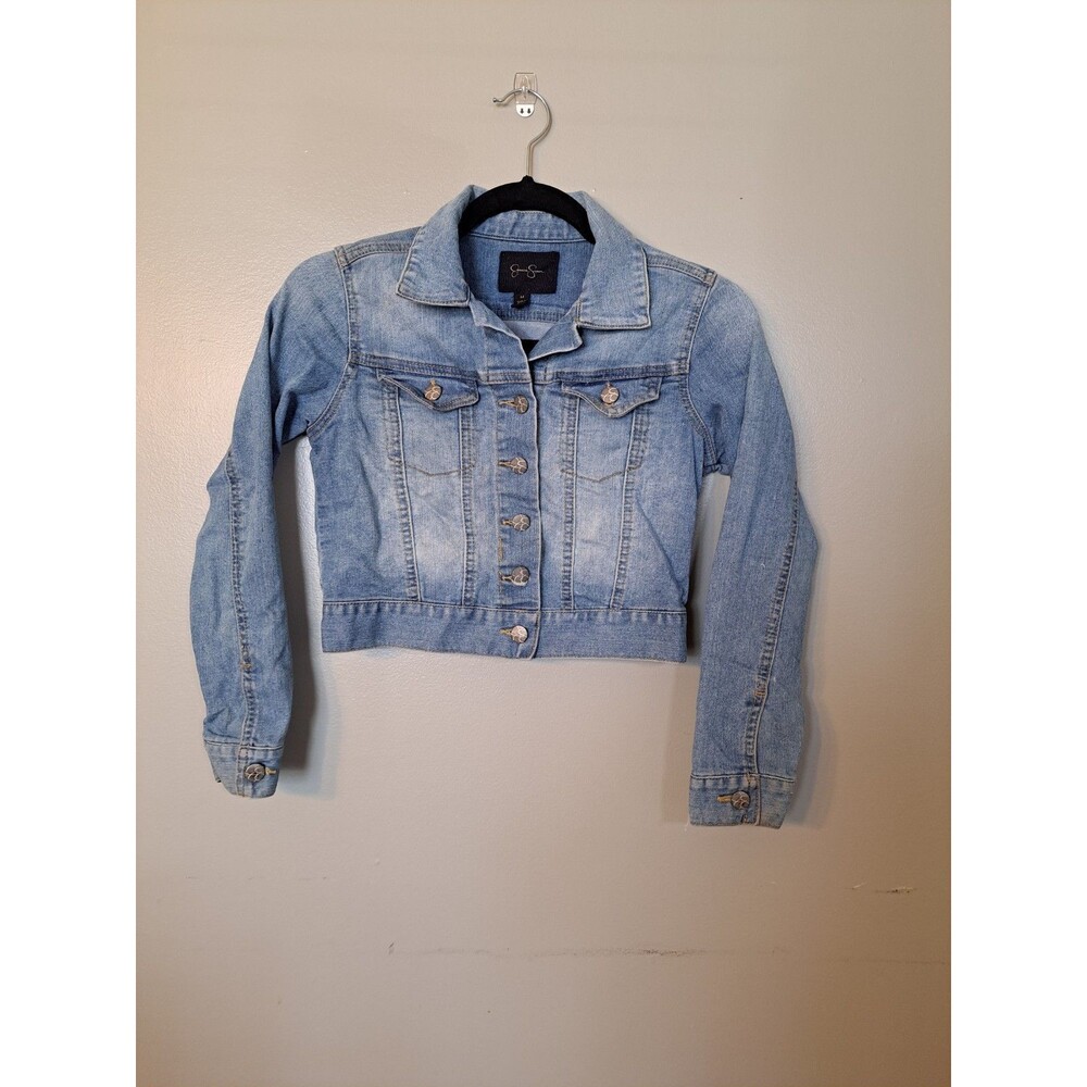 Jessica Simpson Denim Jacket Girls Medium Blue Button Up Long Sleeve Summer